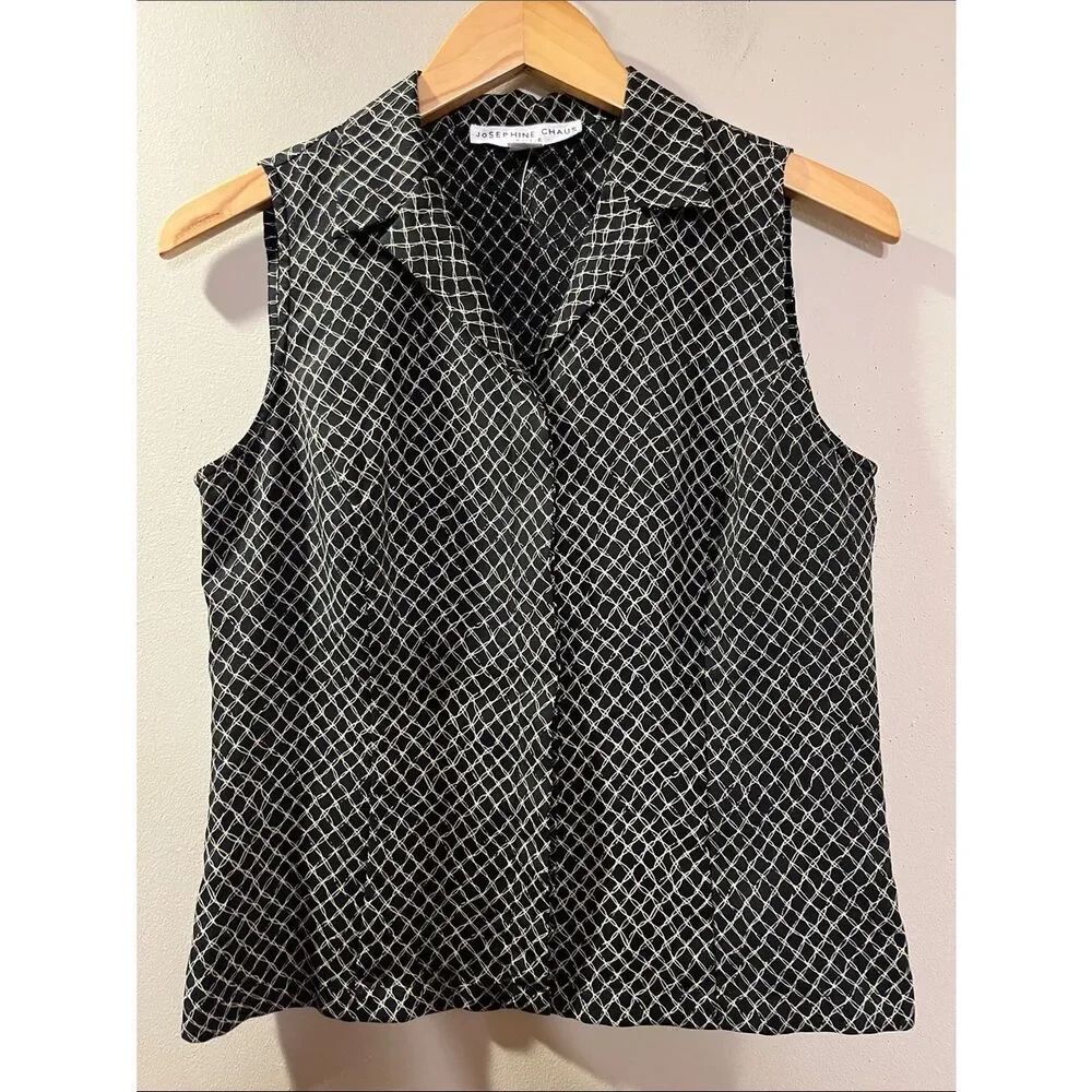 Josephine Chaus Black & Cream Geometric Sleeveless Top